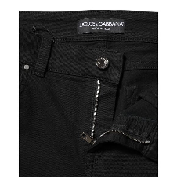 Dolce & Gabbana Black Cotton Skinny Mid Waist Denim Women's Jeans